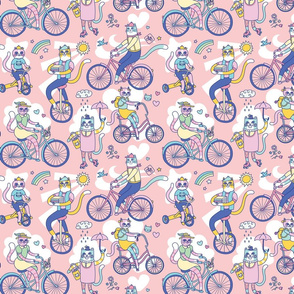 Cycle Cats! in Pink (small)
