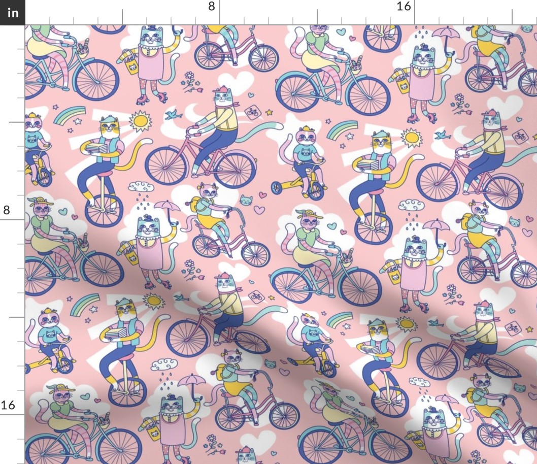 Cycle Cats! in Pink (small)