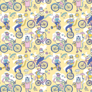 Cycle Cats! in Yellow (small)