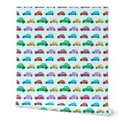 Watercolor cars on mint || pattern for nursery, boys