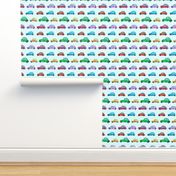 Watercolor cars on mint || pattern for nursery, boys