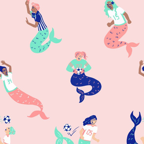 Mermaid Soccer/Football Team in pink, large print