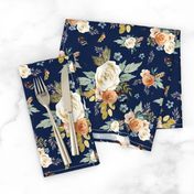 8" Western Autumn More Florals  / New Prints 2017 /  NAVY