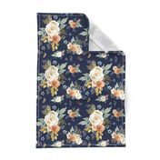 8" Western Autumn More Florals  / New Prints 2017 /  NAVY