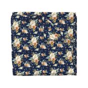 8" Western Autumn More Florals  / New Prints 2017 /  NAVY