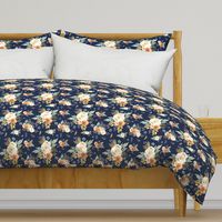 8" Western Autumn More Florals  / New Prints 2017 /  NAVY