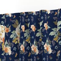 8" Western Autumn More Florals  / New Prints 2017 /  NAVY