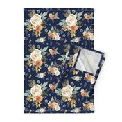 8" Western Autumn More Florals  / New Prints 2017 /  NAVY