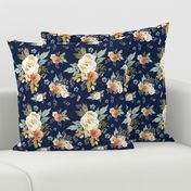 8" Western Autumn More Florals  / New Prints 2017 /  NAVY