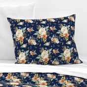 8" Western Autumn More Florals  / New Prints 2017 /  NAVY