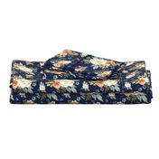 8" Western Autumn More Florals  / New Prints 2017 /  NAVY