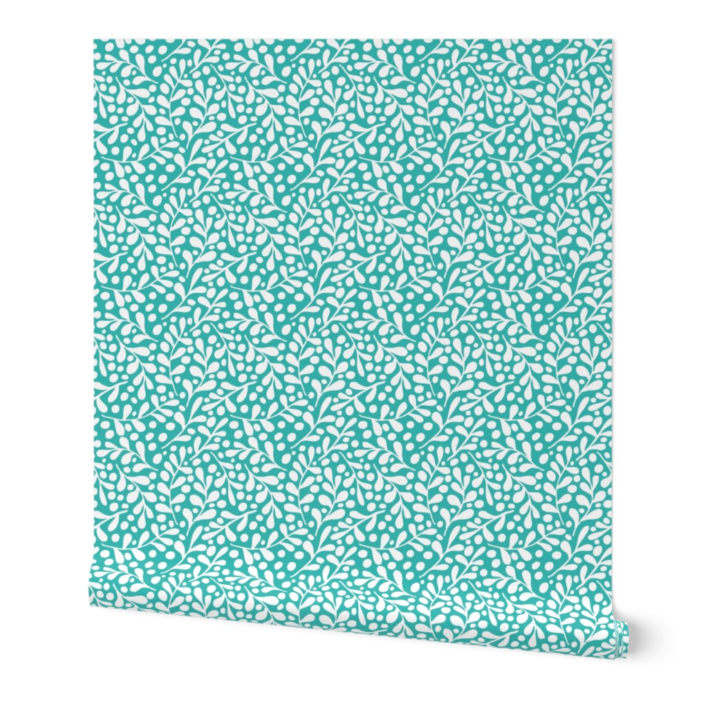 Leaves - white on teal