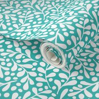 Leaves - white on teal