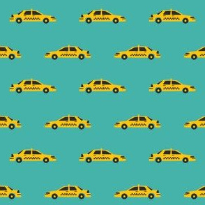 taxi yellow cab new york city tourist travel fabric teal
