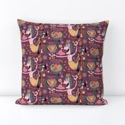 the bird lady cometh, plum mauve berry eggplant cranberry, large scale