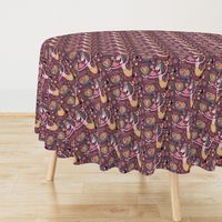 the bird lady cometh, plum mauve berry eggplant cranberry, large scale