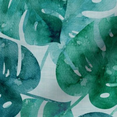 Watercolor Monstera - Mint background