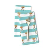 shiba inu stripes dog breed pet fabric minty