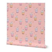 Bubble tea Japanese kawaii trend pastel cups to go pink peach