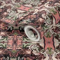 BNS1 -  SM - Marbled Mystery Swirls Tapestry in Chocolate Brown - Olive Green - Orange Coral