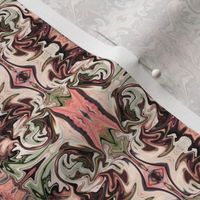 BNS1 -  SM - Marbled Mystery Swirls Tapestry in Chocolate Brown - Olive Green - Orange Coral