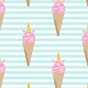 unicorn ice cream stripes food fun fabric blue