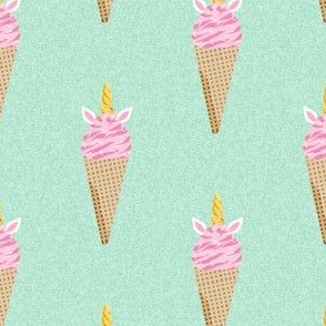 unicorn ice cream stripes food fun fabric mint