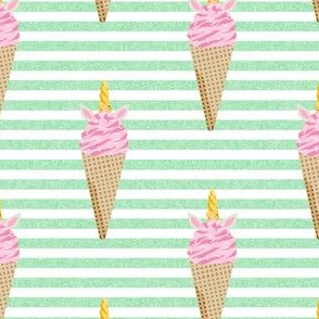 unicorn ice cream stripes food fun fabric mint
