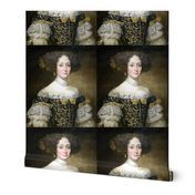 Marie Antoinette inspired princesses yellow black white gowns lace baroque victorian beautiful lady woman beauty portraits pouf Bouffant ballgowns rococo  elegant gothic lolita egl 18th  century neoclassical  historical grey curly hair puffy sleeves 