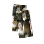 Marie Antoinette inspired princesses yellow black white gowns lace baroque victorian beautiful lady woman beauty portraits pouf Bouffant ballgowns rococo  elegant gothic lolita egl 18th  century neoclassical  historical grey curly hair puffy sleeves 