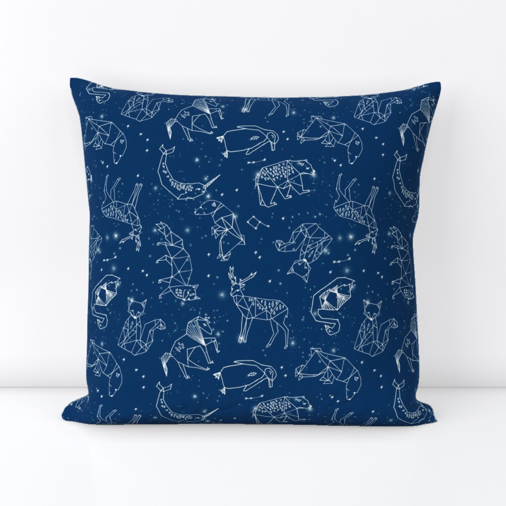 constellations (larger) // geometric constellations animals stars night sky navy blue kids room nursery decor cute fabric