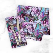 BNS2 - MED - Marbled Mystery Swirls  in Turquoise - Olive Green - Lilac - Burgundy - Purple