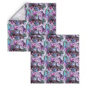 BNS2 - MED - Marbled Mystery Swirls  in Turquoise - Olive Green - Lilac - Burgundy - Purple