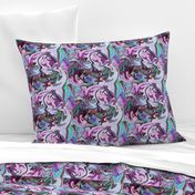 BNS2 - MED - Marbled Mystery Swirls  in Turquoise - Olive Green - Lilac - Burgundy - Purple