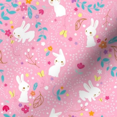 Spring Bunnies Pink - Larger Print