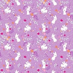 Spring Bunnies Purple - Smaller Print