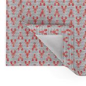 (small scale) lobsters on stripes (red & grey) C18BS