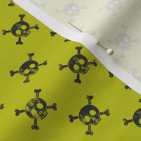 (small scale) skull and bones (grey on lime) C18BS