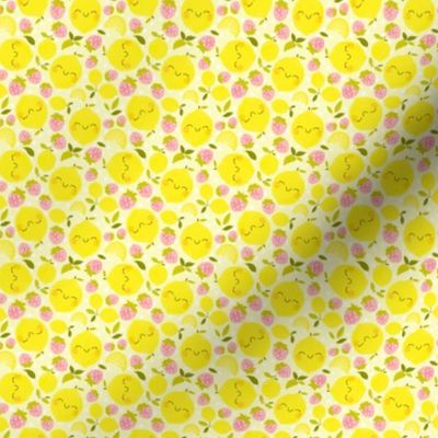Strawberry Lemon Pattern Yellow -Smallest Print