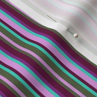 BNS2 - Narrow Variegated Stripes in Turquoise - Olive Green - Lilac - Burgundy - Purple