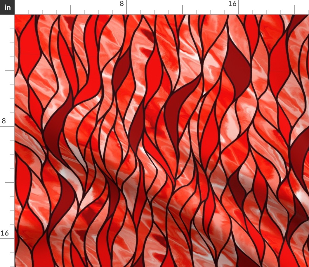 Stained Glass Waves--red hot