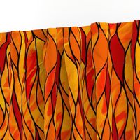 Stained Glass Waves in Reds and Yellows (black lines(