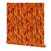 Stained Glass Waves in Reds and Yellows (black lines(