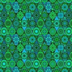 Diamond Mandalas--blue and green, small