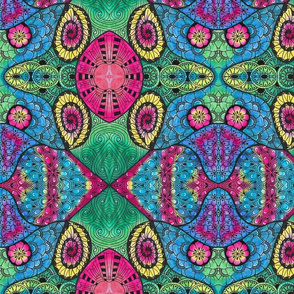 Tie Dye Doodle--Pink and Green