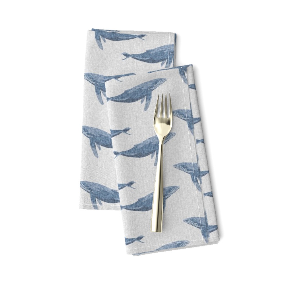 whale ocean animal whales nautical fabric grey