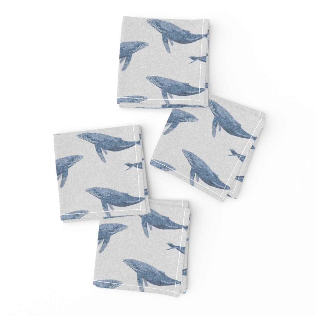 whale ocean animal whales nautical fabric grey