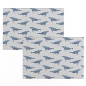 whale ocean animal whales nautical fabric grey