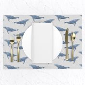 whale ocean animal whales nautical fabric grey