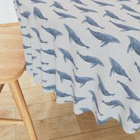 whale ocean animal whales nautical fabric grey